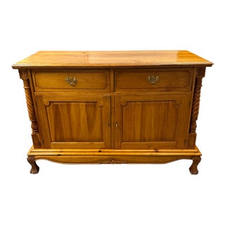 Vintage Solid Pine Wood Buffet Credenza For Sale