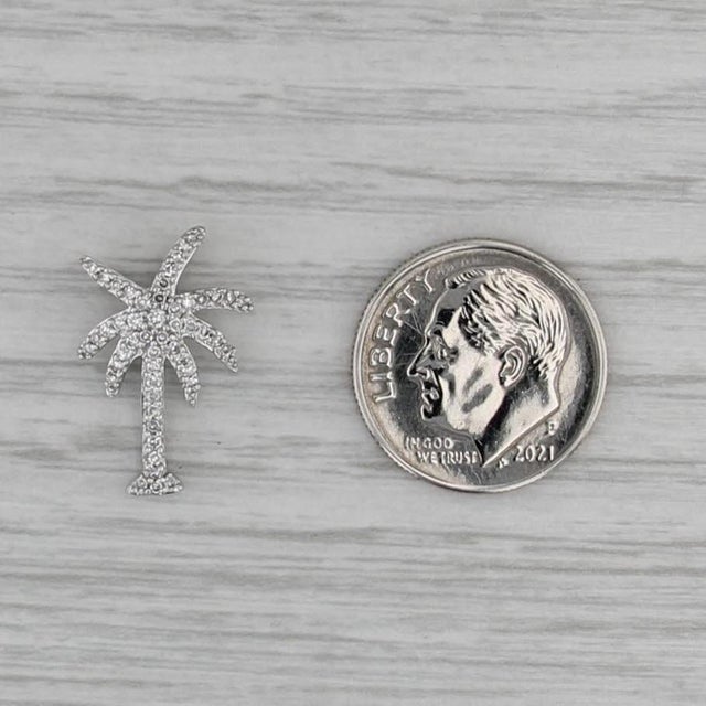 0.20ctw Diamond Palm Tree Pendant 18k White Gold Small Drop For Sale - Image 4 of 5
