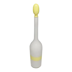 1950s Venini Art Glass Bottle With Fasce Decoration in Yellow, Murano