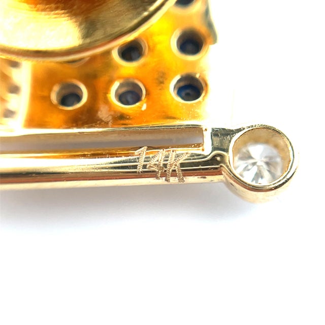 14k Heavy Gold American Flag Brooch With Ruby, Sapphire & Diamond For Sale - Image 10 of 10