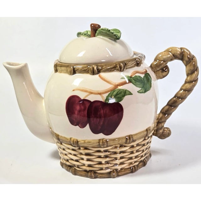 Mojolica Apple Teapot For Sale - Image 4 of 9