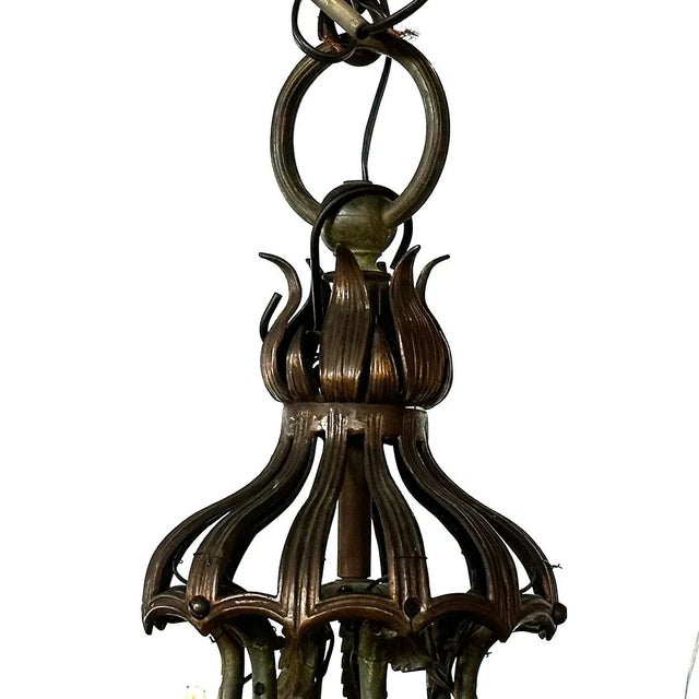 1900 - 1909 Large French Renaissance Revival Cast Bronze Six-Light Chandelier For Sale - Image 5 of 15