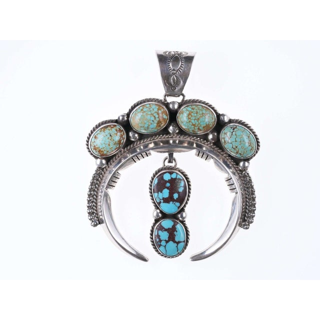 John Nelson Navajo Sterling and Ber-burnham Turquoise Pendant For Sale - Image 4 of 4