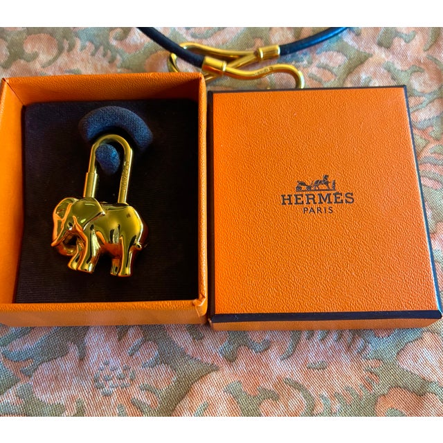 1990s Hermes Gold Plated Elephant Cadenza With Hermes Necklace For Sale - Image 9 of 9