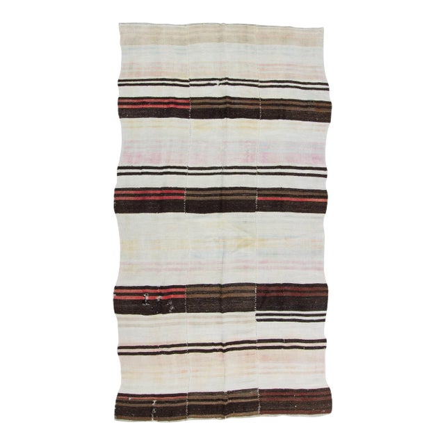 Vintage Turkish Hemp Striped Kilim Rug - 6′2″ × 11′2″ For Sale
