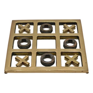 Polished & Patinated Brass Noughts and Crosses (Tic-Tac-Toe) Game by Sarreid For Sale