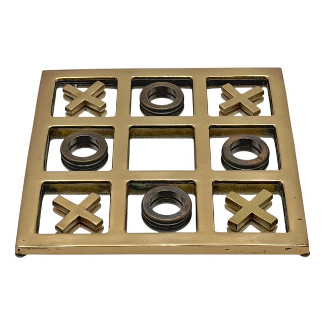 Polished & Patinated Brass Noughts and Crosses (Tic-Tac-Toe) Game by Sarreid For Sale