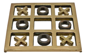 Polished & Patinated Brass Noughts and Crosses (Tic-Tac-Toe) Game by Sarreid