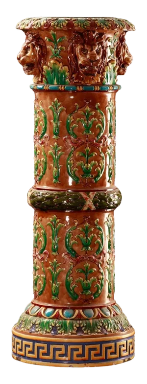 Historical Pedestal with Lion Decor from Zsolnay, 1890s