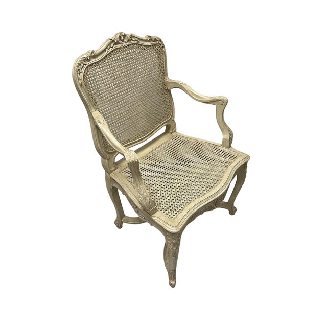 1980s Caned & Painted Régence Style Chairs, 2 Arm 10 Side - Set of 12 For Sale - Image 9 of 12