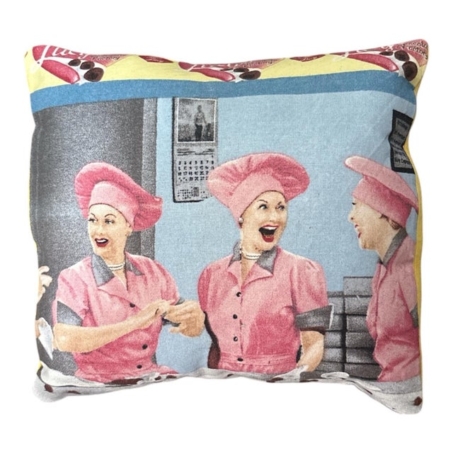 made from vintage fabric i love lucy chocolate factory scene 10x10 cotton prestuffed handmade in 2026 by Becca Thompson