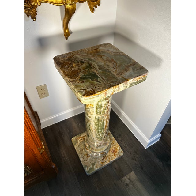 Gemstone Green Onyx Pedestal For Sale - Image 7 of 8