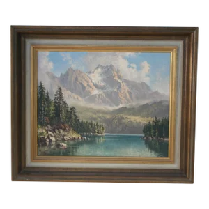 Original Mountain Landscape Framed Painting by Otto Kraus
