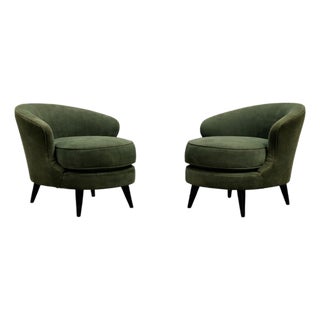 Pair of “Concha” Armchairs in Green Suede, Joaquim Tenreiro, 1960s - Lot 256A For Sale
