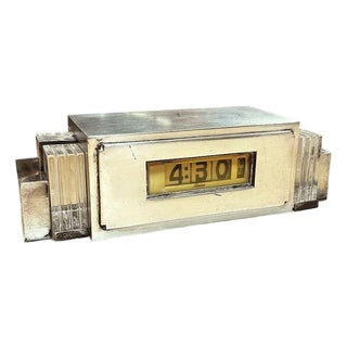 1930 Art Deco Silver Plate & Marble Model 975 Digital Mantel Clock by Lawson For Sale