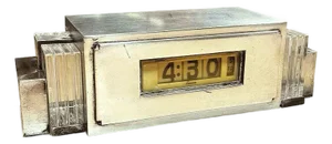 1930 Art Deco Silver Plate & Marble Model 975 Digital Mantel Clock by Lawson