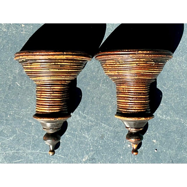 Vintage Boho Pencil Reed Brackets - A Pair For Sale - Image 12 of 12