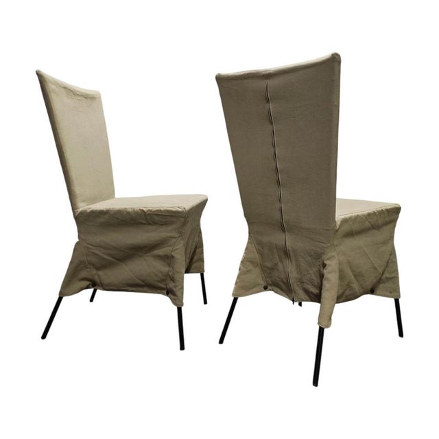 Canvas Dining Chairs by Gerard Van Den Berg, Set of 2 For Sale - Image 6 of 13