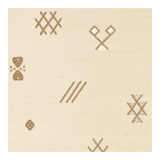 Sample - Schumacher Samsun Sisal Wallpaper in Natural For Sale