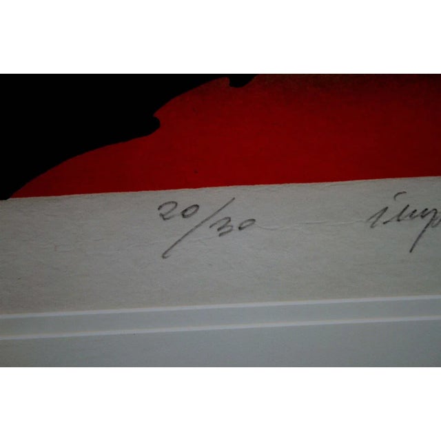 Zygmunt Czyz Surrealist Soaring Dove Signed Linocut on Paper 20/30 Framed 1987 For Sale - Image 11 of 12