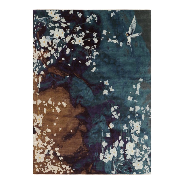 Rug & Kilim’s Chinese Art Deco Style Rug With Floral Patterns and Pictorials For Sale