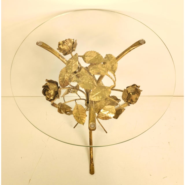 Metal Vintage Hollywood Regency Metal Rose Side Table by Hans Kogl, 1970s For Sale - Image 7 of 13