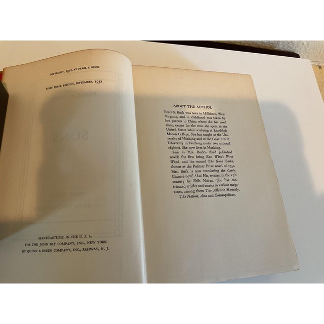 Hardcover Book Titled Sons by Pearl S. Buck - First Edition For Sale In Palm Springs - Image 6 of 8