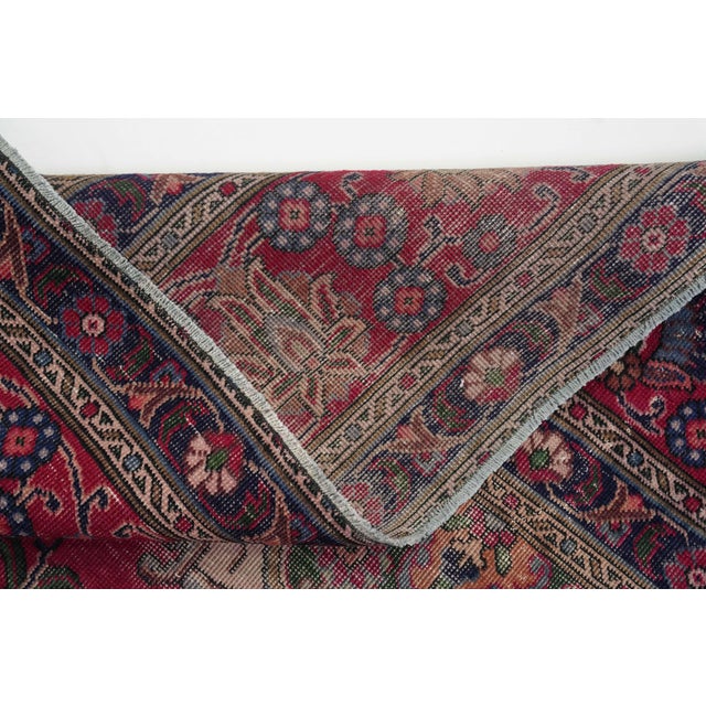 1970s Vintage Persian Handmade Wool 9x12 Red Area Rug For Sale - Image 11 of 11