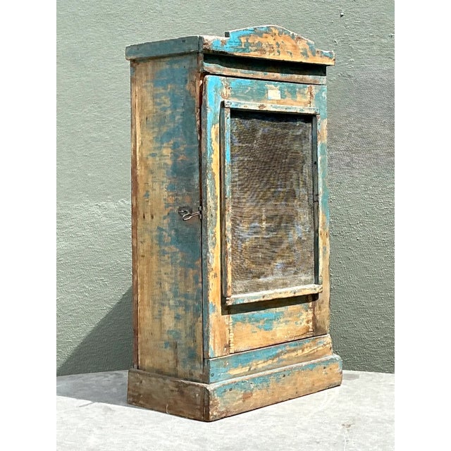 Farmhouse Vintage Rustic Painted Wood Cabinet For Sale - Image 3 of 12