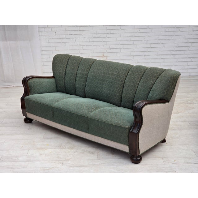 Danish 3-Seater Sofa in Furniture Wool and Oak Wood, 1960s For Sale - Image 17 of 18