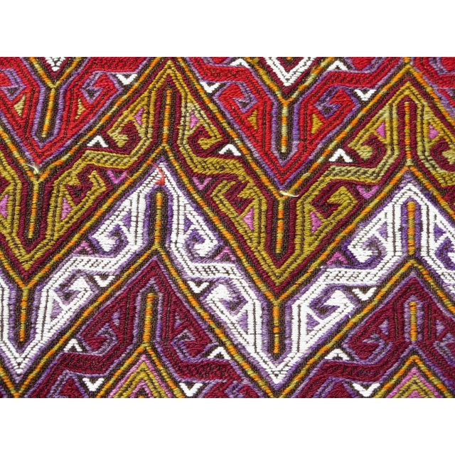 Textile Mid 20th Century 60s Turkish Rug Handmade Wool Kilim Small Area Rug For Sale - Image 7 of 11