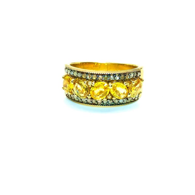 Bochic “Orient” Vintage Yellow Sapphire & Diamond Ring Set In 18K Gold & Silver For Sale - Image 17 of 17