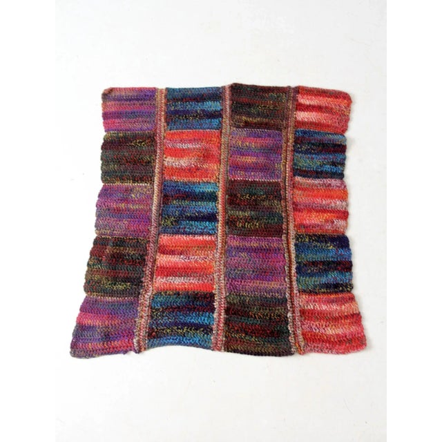 Mid 20th Century Vintage Patchwork Knit Throw Blanket For Sale - Image 5 of 12