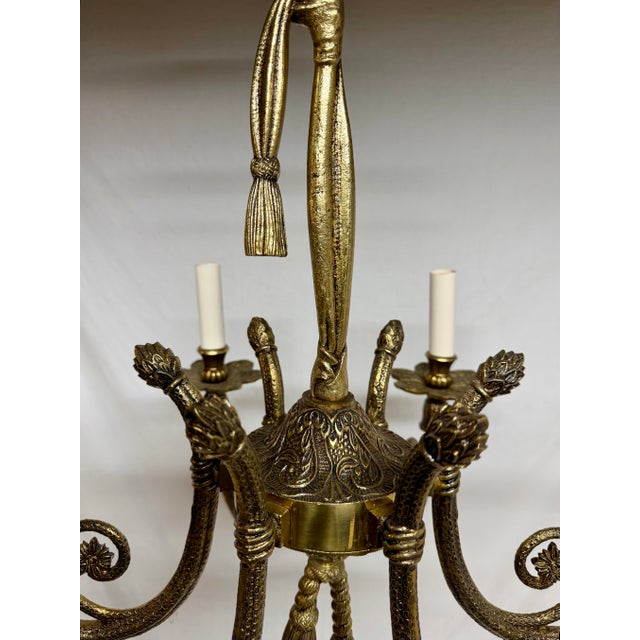 Brass Tassel Chandelier, Six Arms, Hollywood Regency Design For Sale In New York - Image 6 of 10