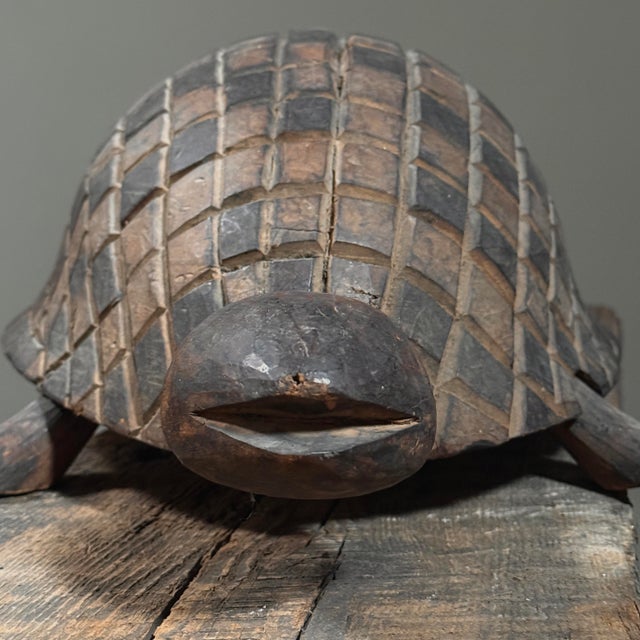 Antique Hand Carved Folk Art Turtle Sculpture For Sale - Image 4 of 12