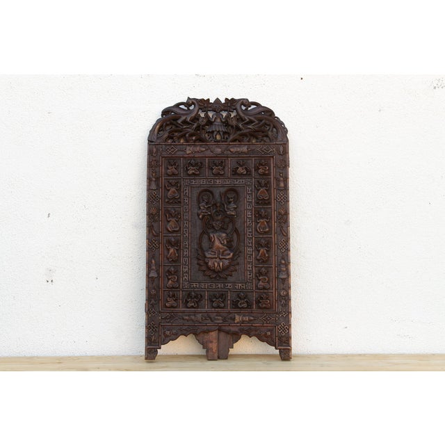 Brown Early 20th Century Sino Tibetan Carved Altar Screen For Sale - Image 8 of 10
