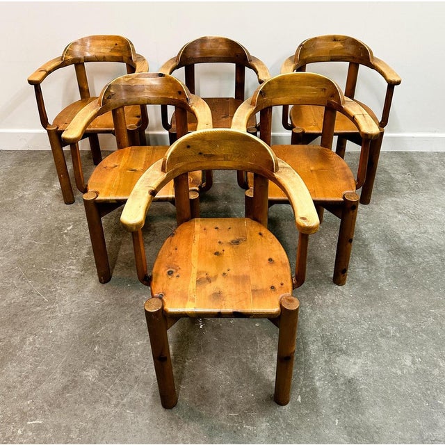 Brown Vintage Pine Armchairs by Rudolf Steiner, Set of 6 For Sale - Image 8 of 14