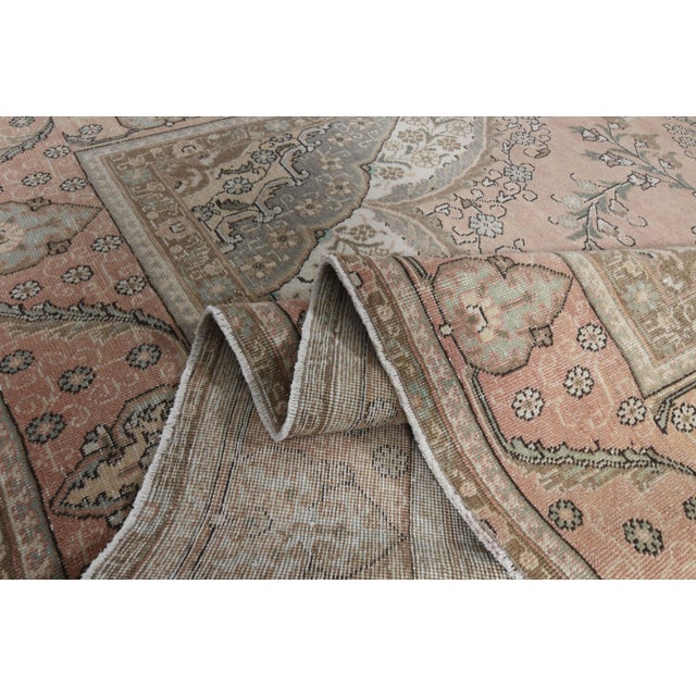 1970s 1970s Vintage Persian Handmade Wool Cotton Orange Area Rug For Sale - Image 5 of 11