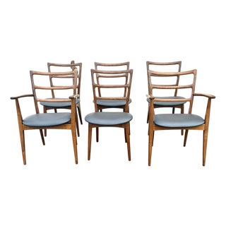 Fine MCM Danish Modern Floating Seat Sculptural Dining Chair Set 6 For Sale