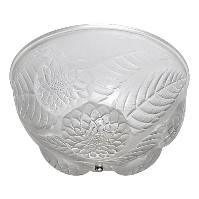 French Art Deco Flush Mount or Chandelier by René Lalique Model Dahlias 2 avail. For Sale