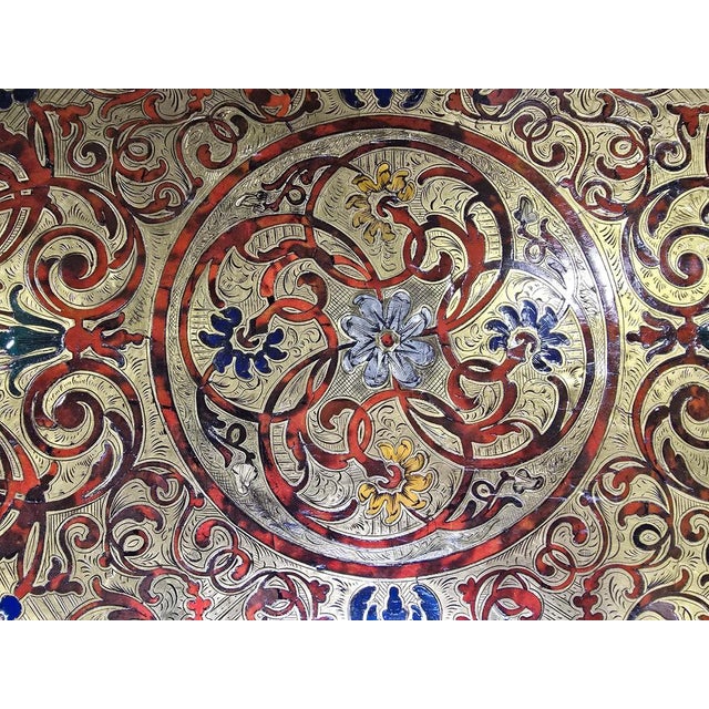 French Boulle Style with Marquetry and Gilt Side Table, 1800 For Sale - Image 4 of 13