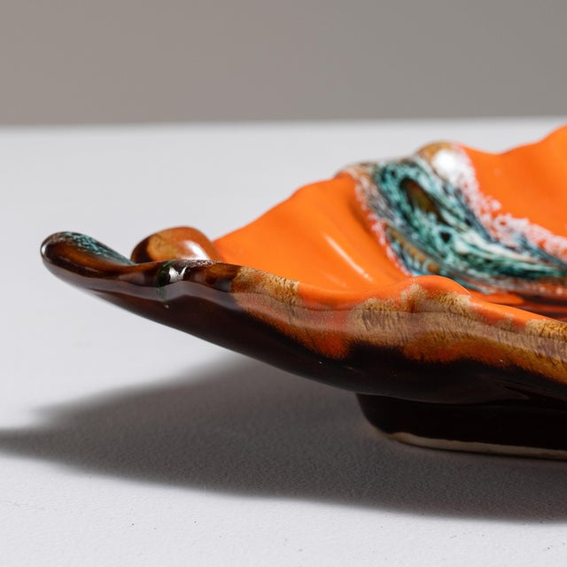 1960s France Burnt Orange Ceramic Platter For Sale - Image 9 of 15