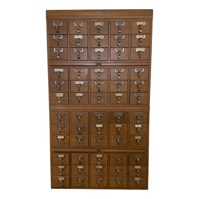 Vintage Remington Rand 60-Drawer Modular Library Card Catalog Cabinet For Sale