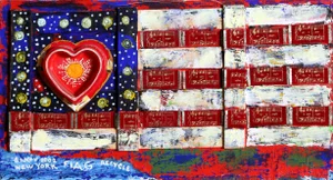 Konstantin Bokov, Flag, Found Art Collage on Wood, Signed and Dated