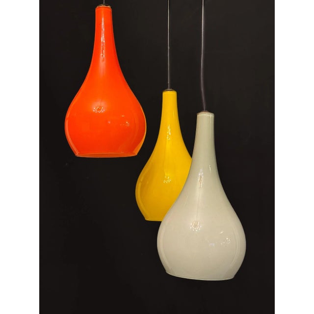 Mid-Century Modern Italian Pendant with Glass Shades from Stilux Milano, 1960s For Sale - Image 4 of 11