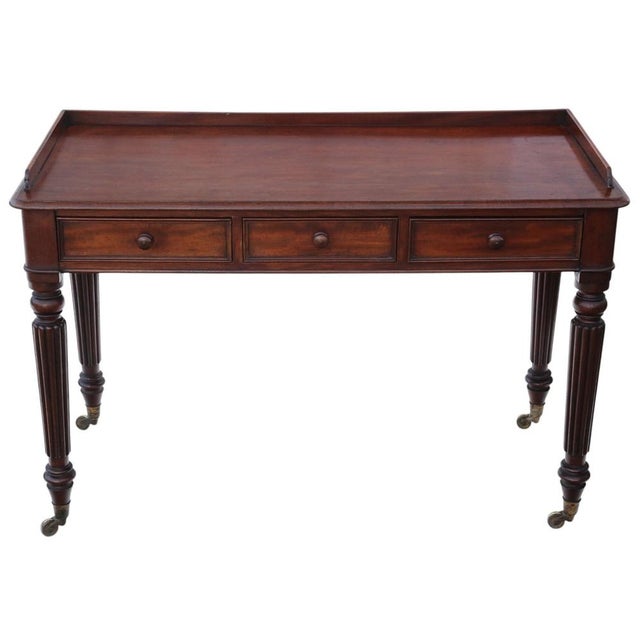 Antique Mahogany 3-Drawer Desk or Dressing Table, 1830s For Sale - Image 9 of 9