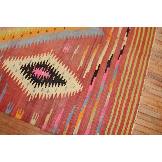 Asian Antique Zabihi Collection Bold Geometric Room Size Turkish Kilim For Sale - Image 3 of 9
