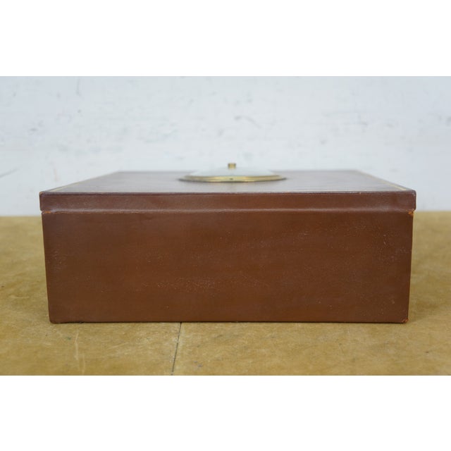 1952 Moco West German Leather Desktop Barometer Document Box 13" For Sale - Image 11 of 15