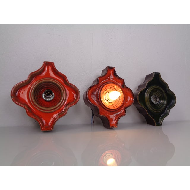 Ceramic Pop Art German Ceramic Wall Lamps, 1970s, Set of 3 For Sale - Image 7 of 18