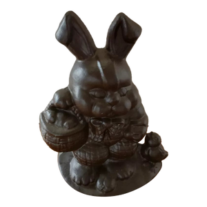 Vintage Easter Bunny Rabbit Holding Egg Basket Cast Iron Door Stop